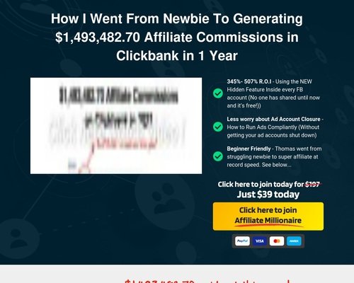 Affiliate Millionaire – Tremendous Affiliate Coaching – How I Went From Beginner To Producing ,493,482.70 Affiliate Commissions in Clickbank in 1 12 months Affiliate Millionaire – Tremendous Affiliate Coaching – How I Went From Beginner To Producing ,493,482.70 Affiliate Commissions in Clickbank in 1 12 months